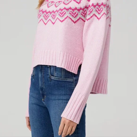 LoveShackFancy Tobi Sweater - Pink Heart Nordic Turtleneck  L - gently used - Picture 5 of 6